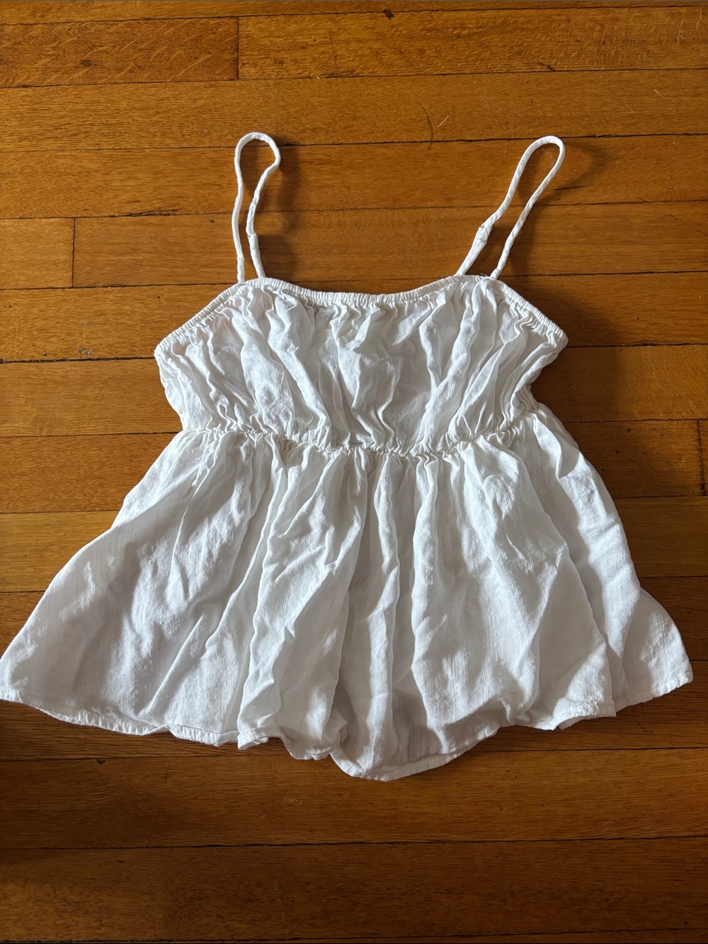 H&M White Spaghetti Strap Peplum Top